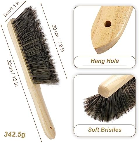 Rbenxia 2 Pieces Wooden Handle Soft Bristle Dust Brushes