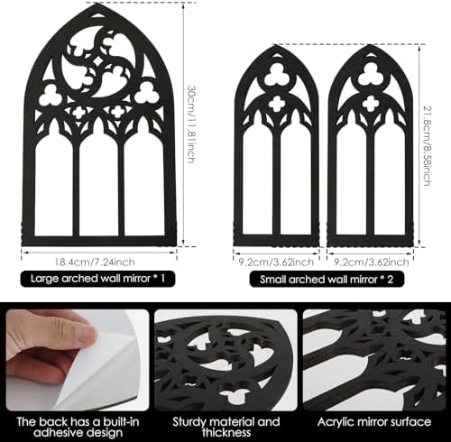 GLMFAN Gothic Arched Wall Mirror Set 3Pcs