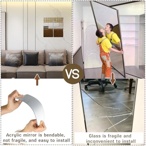 4 Pcs Shatterproof Acrylic Wall Mirror Tiles