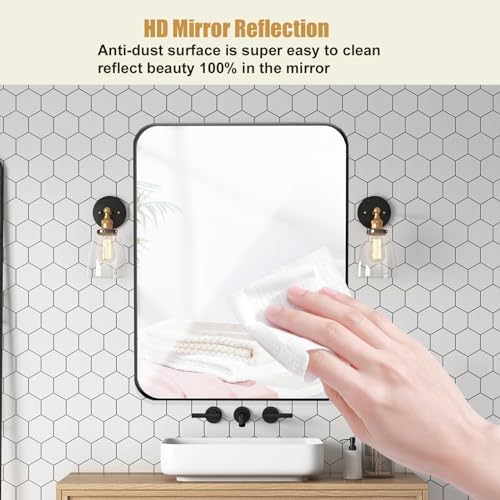 NEWBULIG 30x40 Bathroom Mirror with Black Round Frame 1