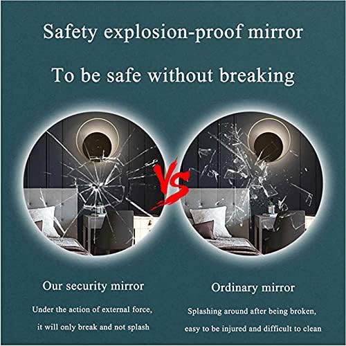 WXZX Round LED Bathroom Mirror with Time Display