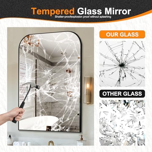 Delma 40x28 Inch Black Metal Wall Mirror