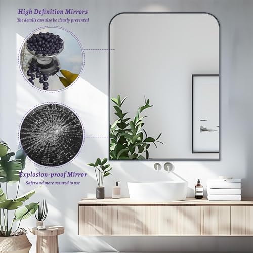 LadyNow 30x40 Inch Black Metal Bathroom Mirror 1