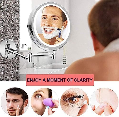 Bleslin Wall Mounted Makeup Mirror with 10X Magnification and LED Light