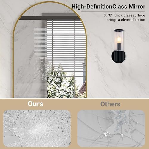30x40 Arched Bathroom Mirror with Gold Frame