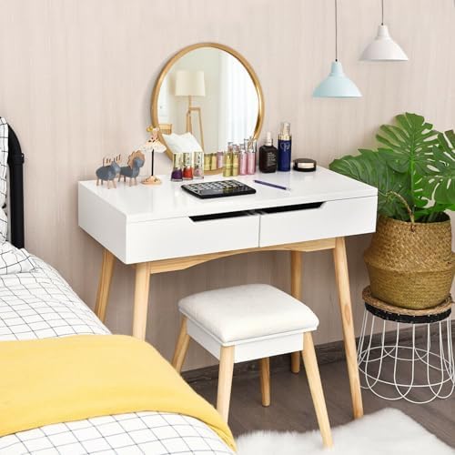 Small Matte Frame Round Mirror for Wall