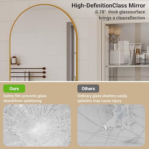GAOMON 30x40 Arched Wall Mirror with Gold Frame
