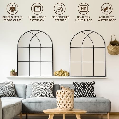 Antok Arched Wall Mirror 30x40 Black Frame