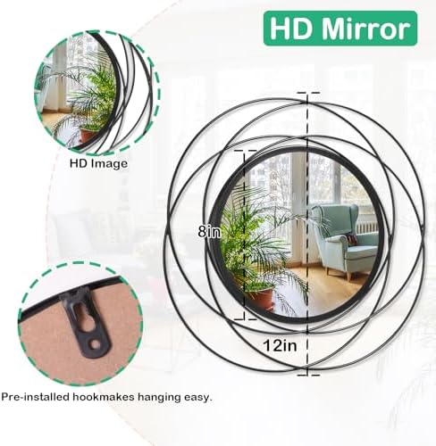 Black Small Round Wall Mirror 12 x 12 1