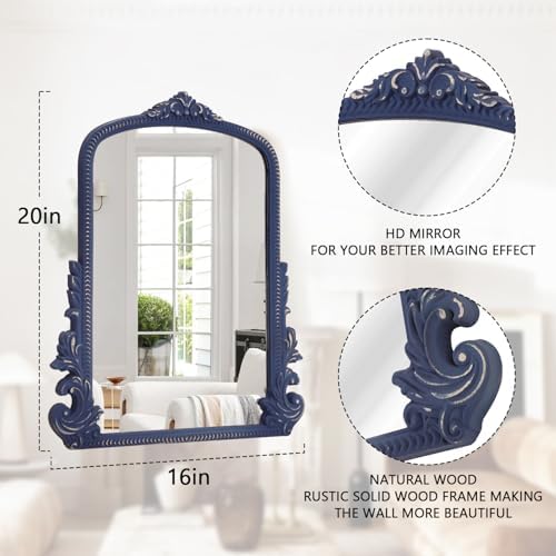 Arched Wooden Hanging Mirror Baroque Frame