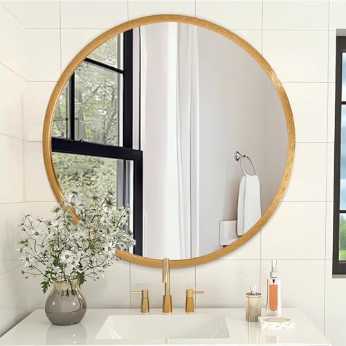 Small Matte Frame Round Mirror for Wall