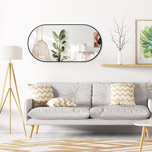 Muzilife Oval Wall Mirror Black 20x40 with Metal Frame