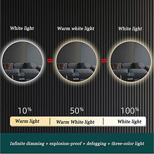 WXZX Round LED Bathroom Mirror with Time Display