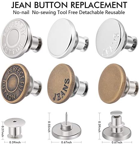 Ceryvop 12PCS Reusable Jeans Button Set