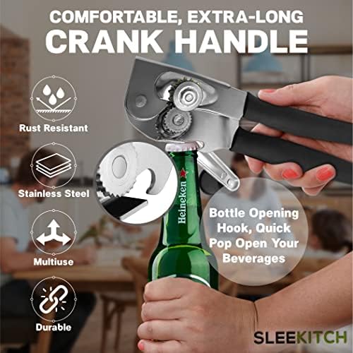 Sleekitch Heavy Duty Manual Can Opener with Bottle Opener