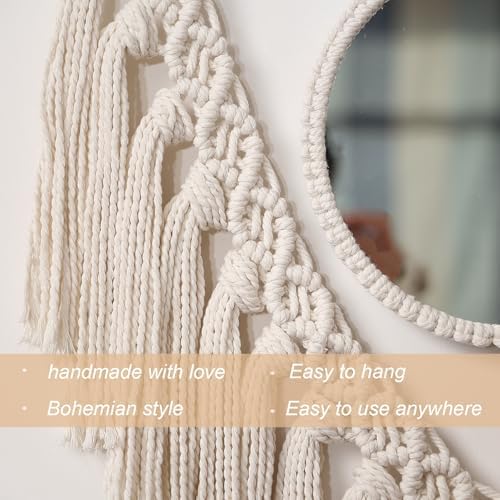 Boho Round Wall Mirror with Macrame Hanging 1