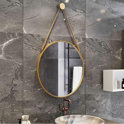 Rustic Gold Round Vanity Mirror with Metal Frame