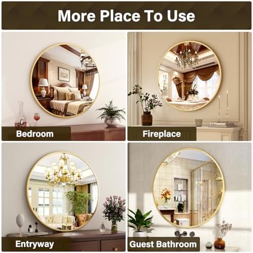 20 Inch Round Matte Gold Mirror - Modern Wall Decor