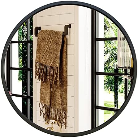 Growsun 157 Inch Black Round Wall Mirror