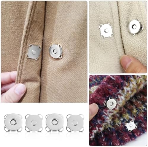 20 Sets Magnetic Snap Buttons 15mm Silver for Sewing and Crafts