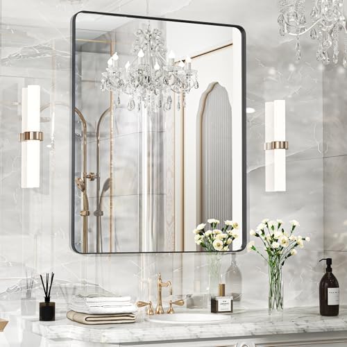 Fun Memories 40x30 Inch Black Bathroom Mirror with Metal Frame