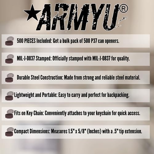 ARMYU P-38 Can Openers 500 Pack Steel Army Style Manual