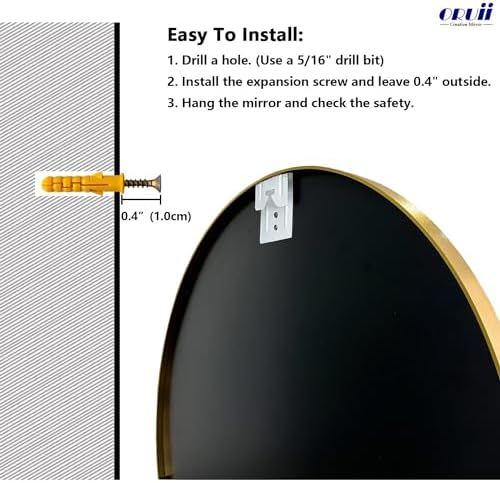 20 Inch Gold Round Shatterproof Mirror