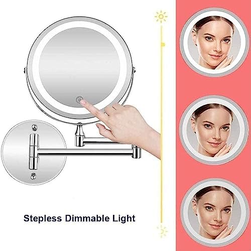 Bleslin Wall Mounted Makeup Mirror with 10X Magnification and LED Light