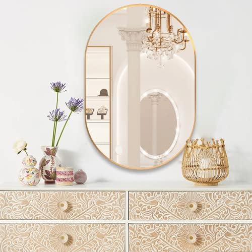CONGUILIAO Gold Oval Wall Mirror 20x30