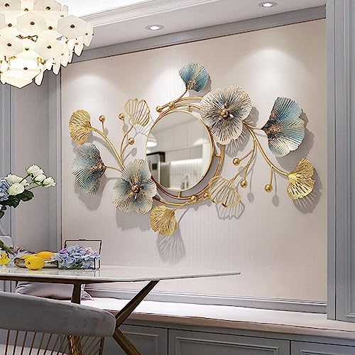DESYIFO 46inch Ginkgo Leaf Wall Mirror Decor