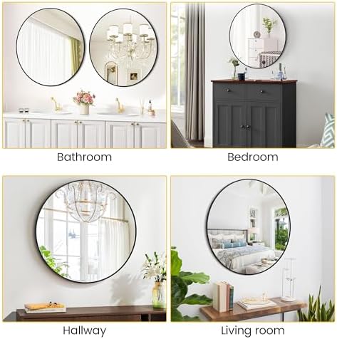 GAOMON 18 Inch Circle Mirror with Black Gold Frame
