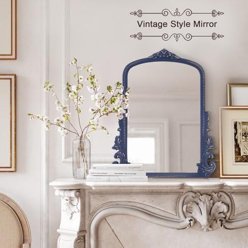 Arched Wooden Hanging Mirror Baroque Frame