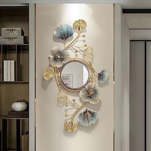 DESYIFO 46inch Ginkgo Leaf Wall Mirror Decor
