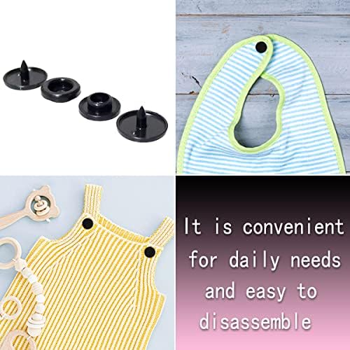 100 Sets T5 Plastic Snaps for Sewing Crafting DIY Projects Black