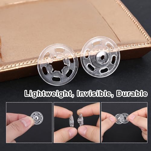 Bewudy 120 Sets Clear Plastic Sew-on Snap Buttons
