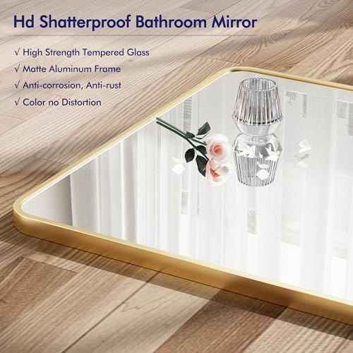 Gold Wall Mirror 30x40 Inch Bathroom Vanity Mirror