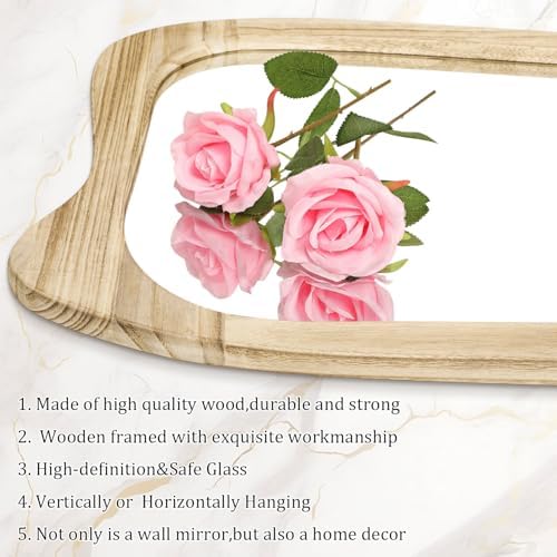 AAZZKANG Asymmetrical Wall Mirror 28x16 Rustic Design