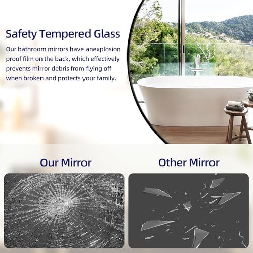 20 Round Bathroom Mirror with Black Metal Frame