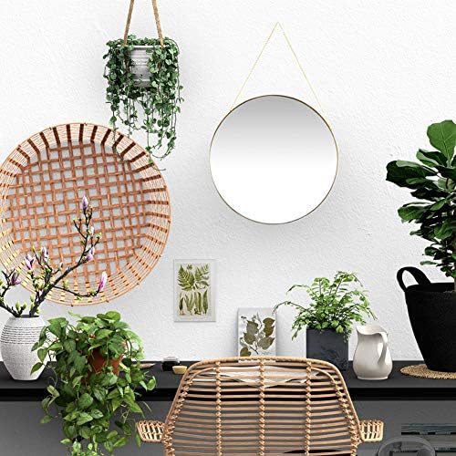 Koyal Wholesale Gold Round Wall Mirror with Hanging Chain