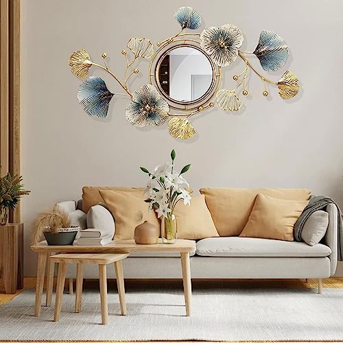 DESYIFO 46inch Ginkgo Leaf Wall Mirror Decor