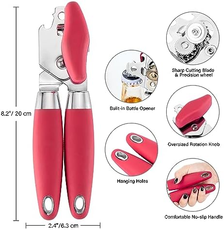 TJ POP Manual Can Opener with Bottle Opener Red