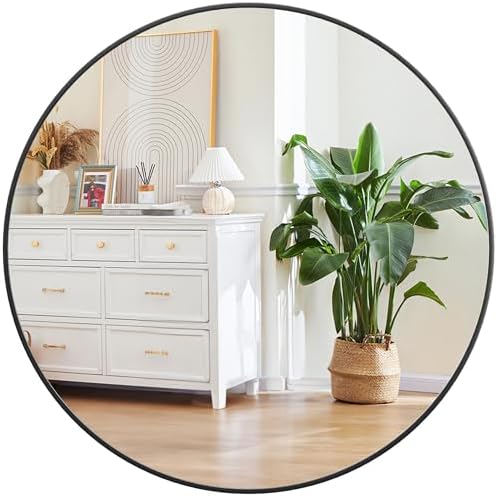 IDEALHOUSE 24 Inch Round Matte Black Mirror 1