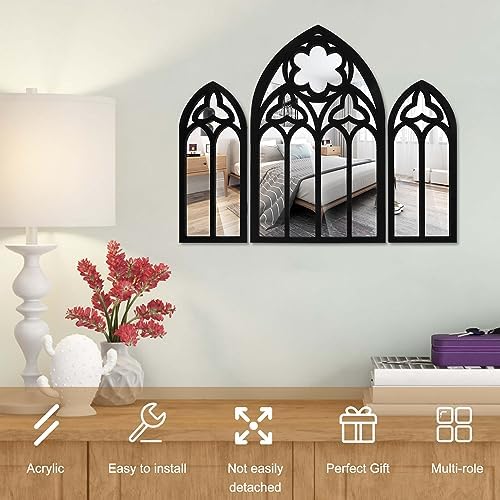 3Pcs Gothic Arch Mirror Decor Set for Wall