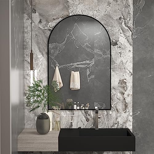 Poseerkey Arched Wall Mirror 20x30 Black Metal Frame