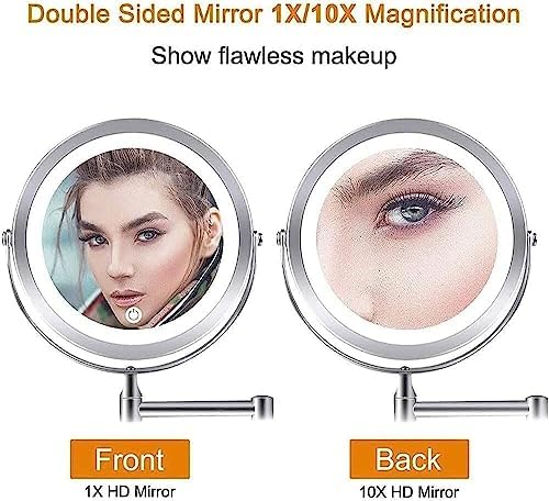 Bleslin Wall Mounted Makeup Mirror with 360 Rotation and 10X Magnification