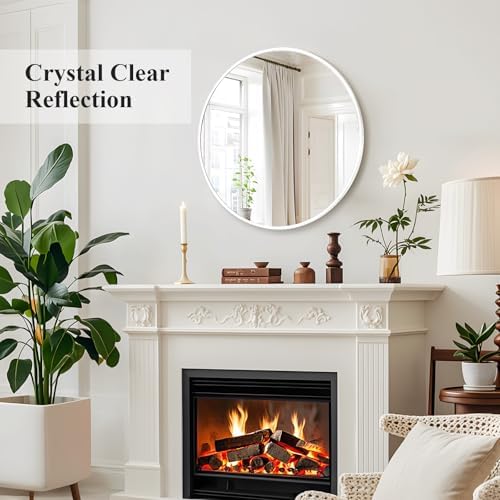 Fabuday 24 Inch Round Matte Black Wall Mirror
