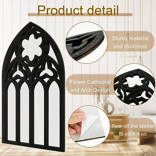 3Pcs Gothic Arch Mirror Decor Set for Wall
