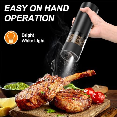 Nidouillet Electric Salt and Pepper Grinder Set with LED Light