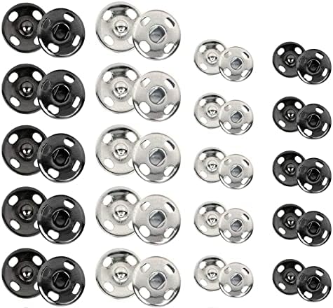 Willrain Sewing Snaps 120 Sets 8mm 10mm Black Silver
