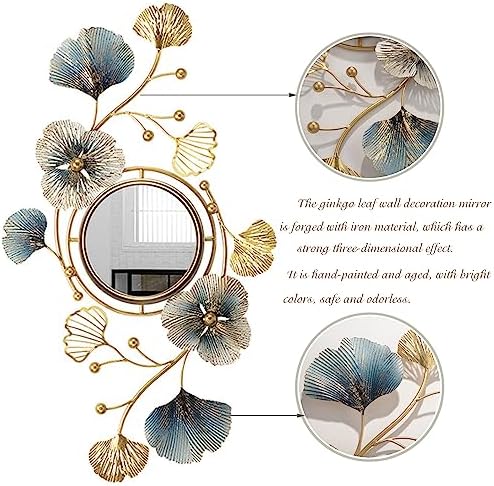 DESYIFO 46inch Ginkgo Leaf Wall Mirror Decor